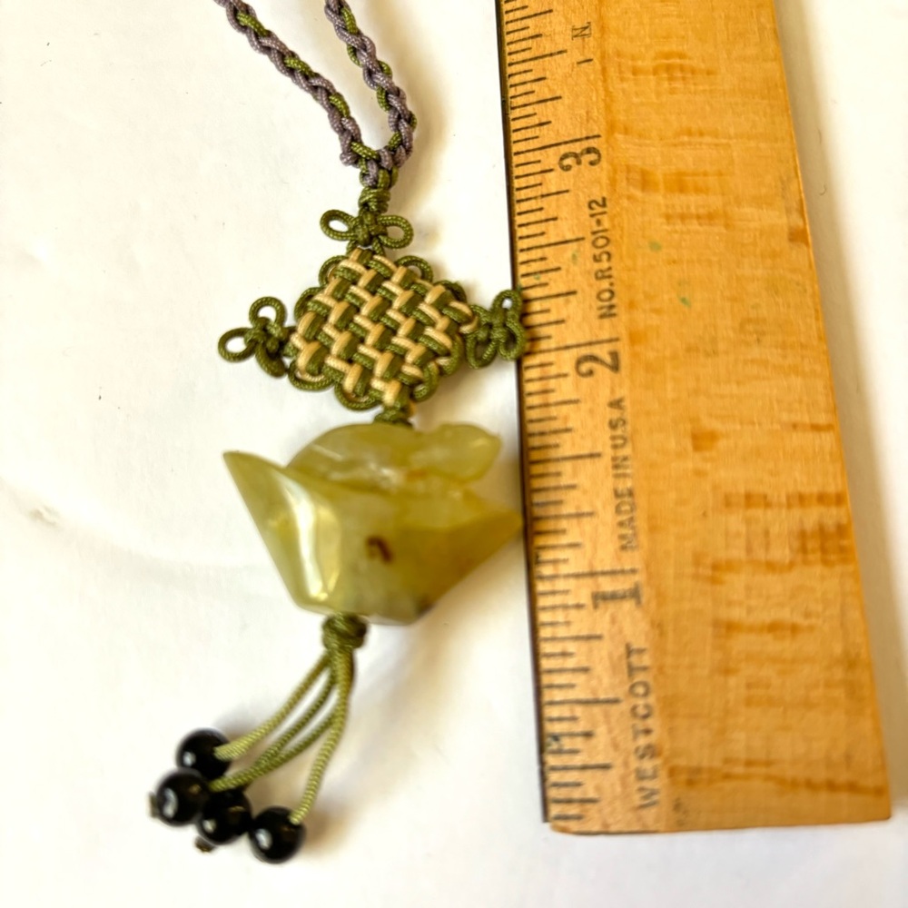 Chinese Zodiac Rat on a Wealth Boat Jade Necklace, Adjustable, Unisex. Sz. L